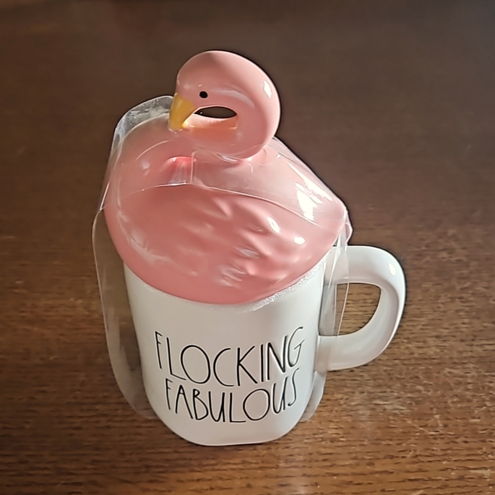 NWT Rae Dunn Flocking Fabulous Coffee Mug with Lid/Topper